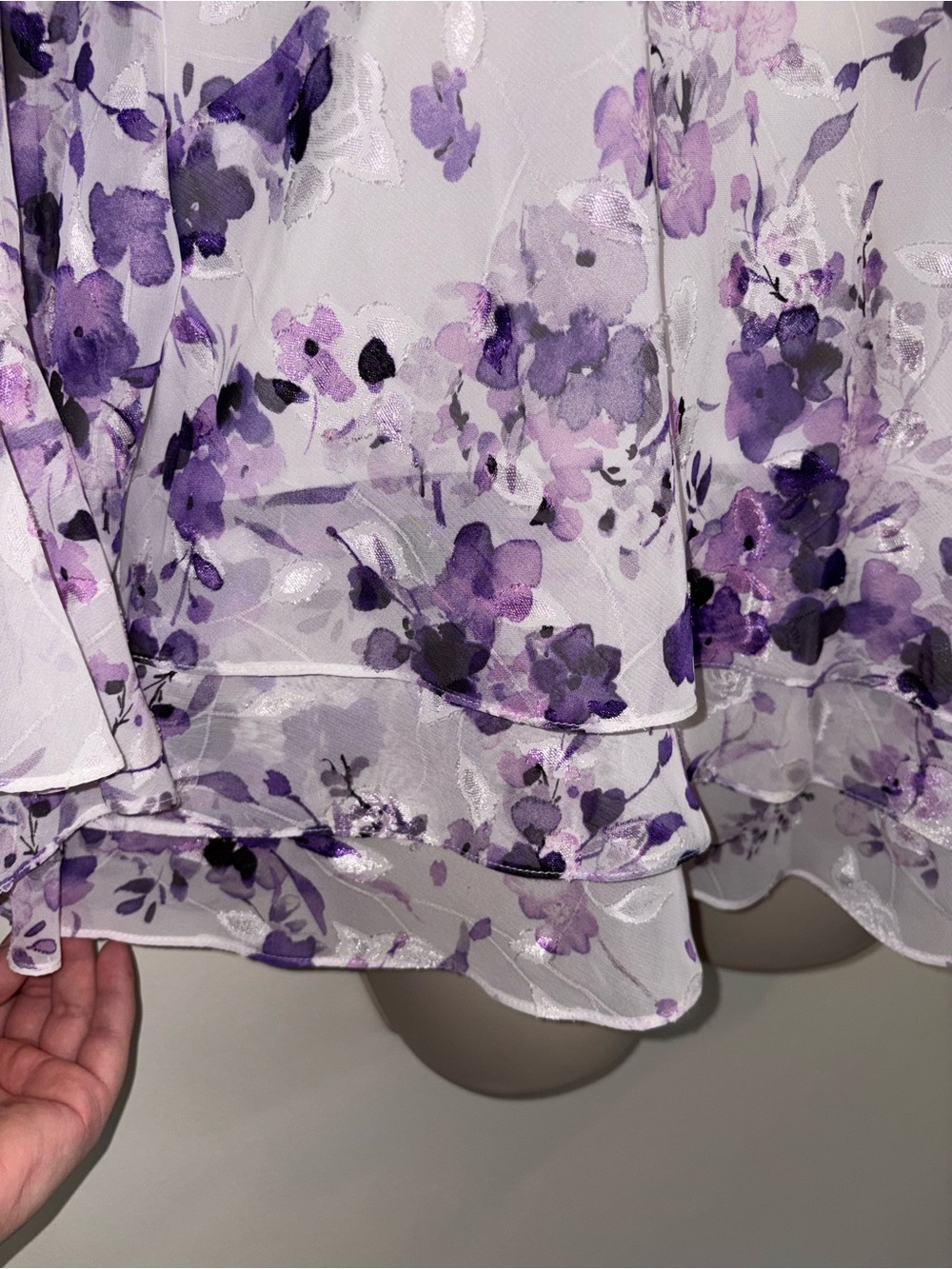 Alex Evenings White and Purple Floral Chiffon Tunic - Picture 3 of 6